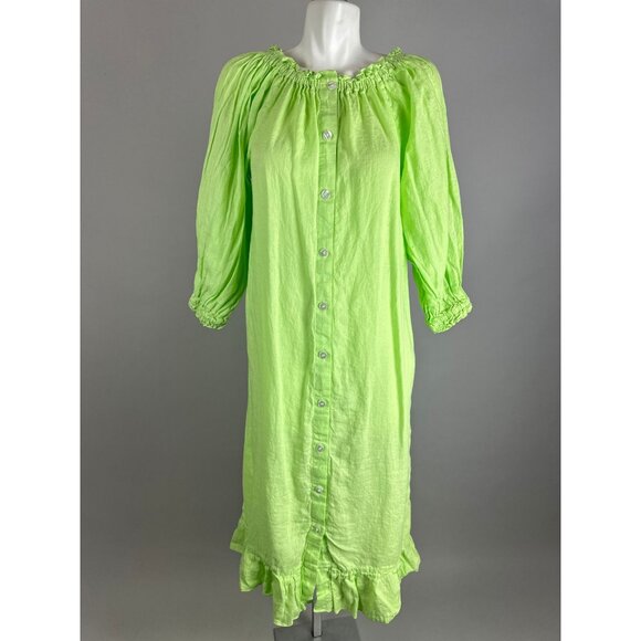 Sleeper Sleeper 100% Linen Loungewear Dress Lime Green Sz 1 Small Womens $318 - Picture 9 of 10